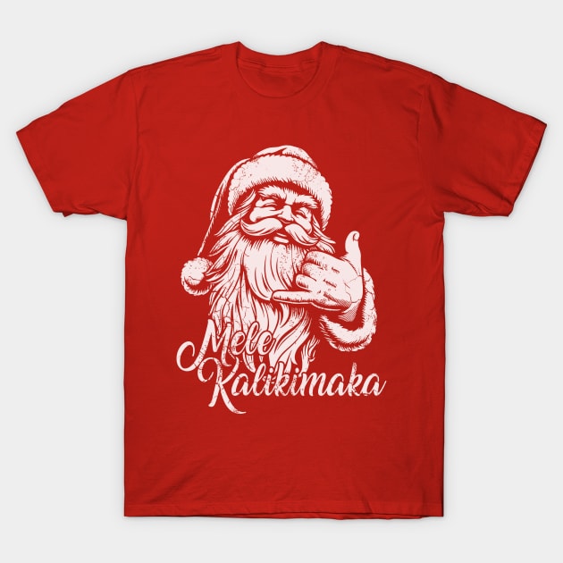 Mele Kalikimaka Hawaiian Christmas Retro Style T-Shirt by E